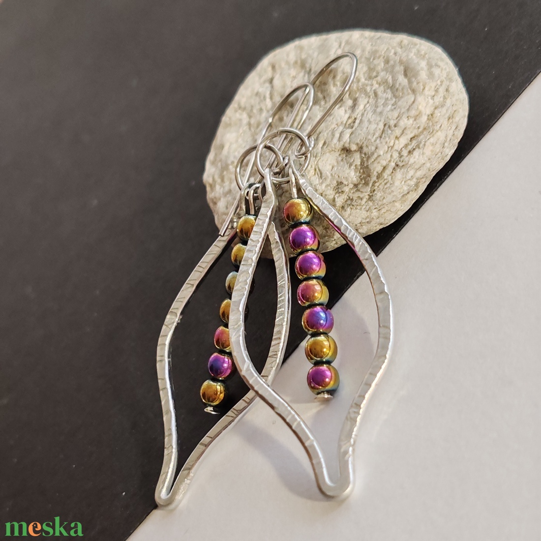 Szivárvány... leves alumínium fülbevaló  - ékszer - fülbevaló - lógó fülbevaló - Meska.hu