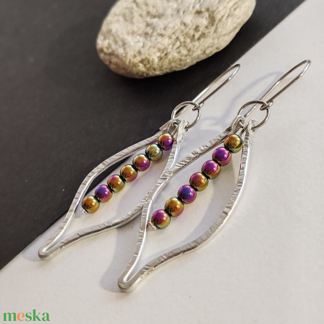 Szivárvány... leves alumínium fülbevaló  - ékszer - fülbevaló - lógó fülbevaló - Meska.hu