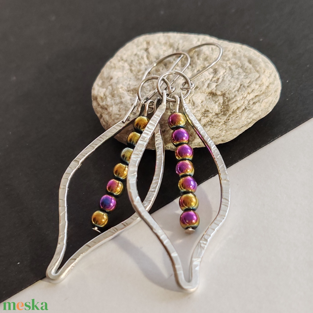 Szivárvány... leves alumínium fülbevaló  - ékszer - fülbevaló - lógó fülbevaló - Meska.hu