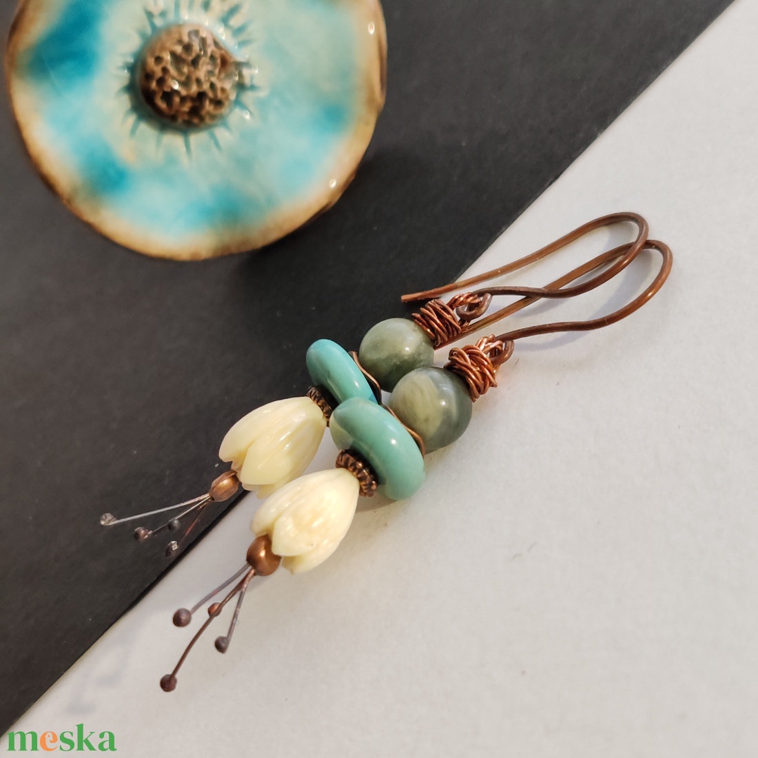 Bibe... vörösréz fülbevaló  - ékszer - fülbevaló - lógó fülbevaló - Meska.hu