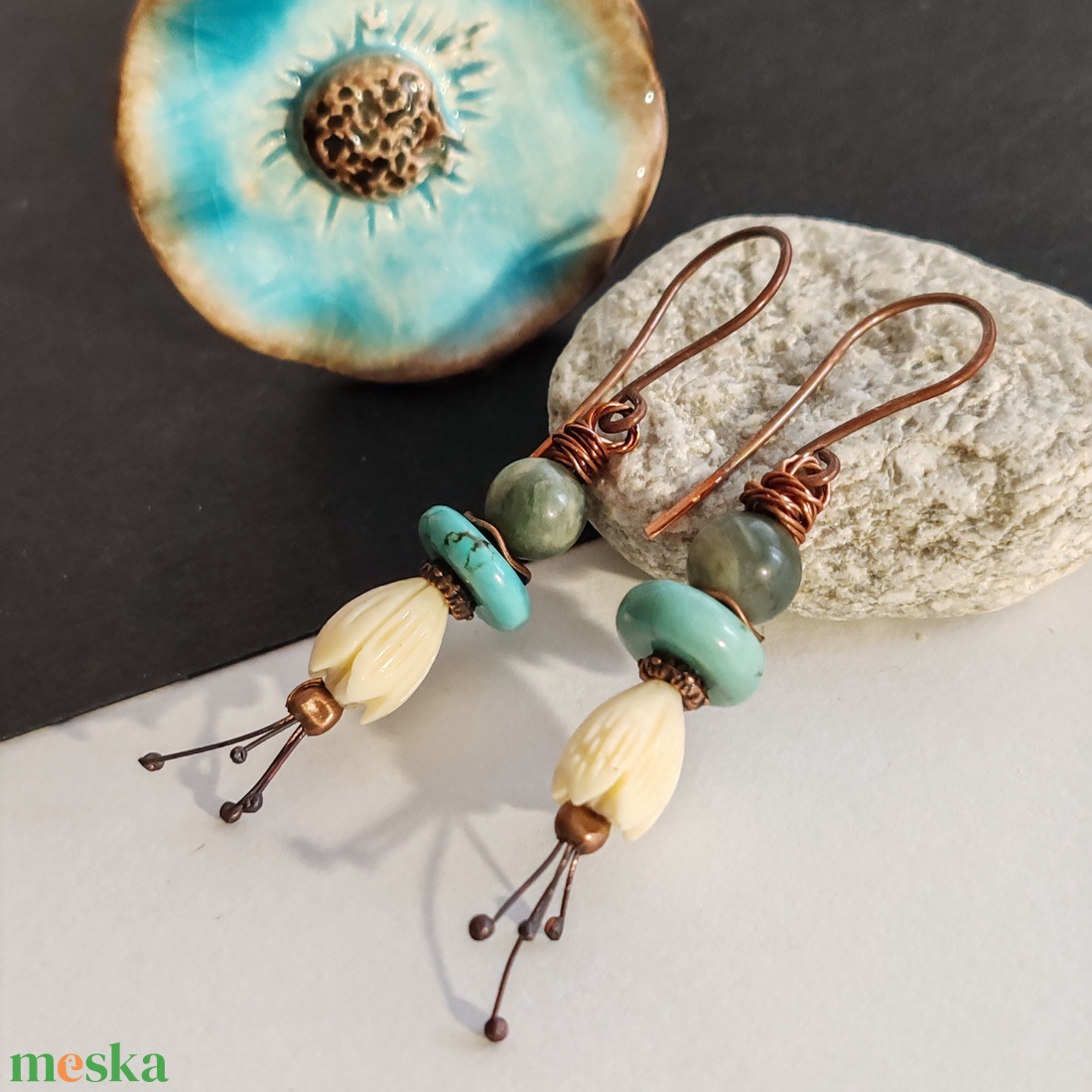 Bibe... vörösréz fülbevaló  - ékszer - fülbevaló - lógó fülbevaló - Meska.hu