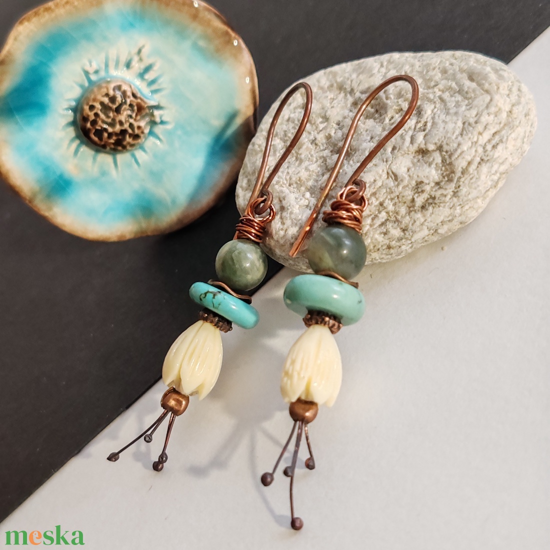 Bibe... vörösréz fülbevaló  - ékszer - fülbevaló - lógó fülbevaló - Meska.hu