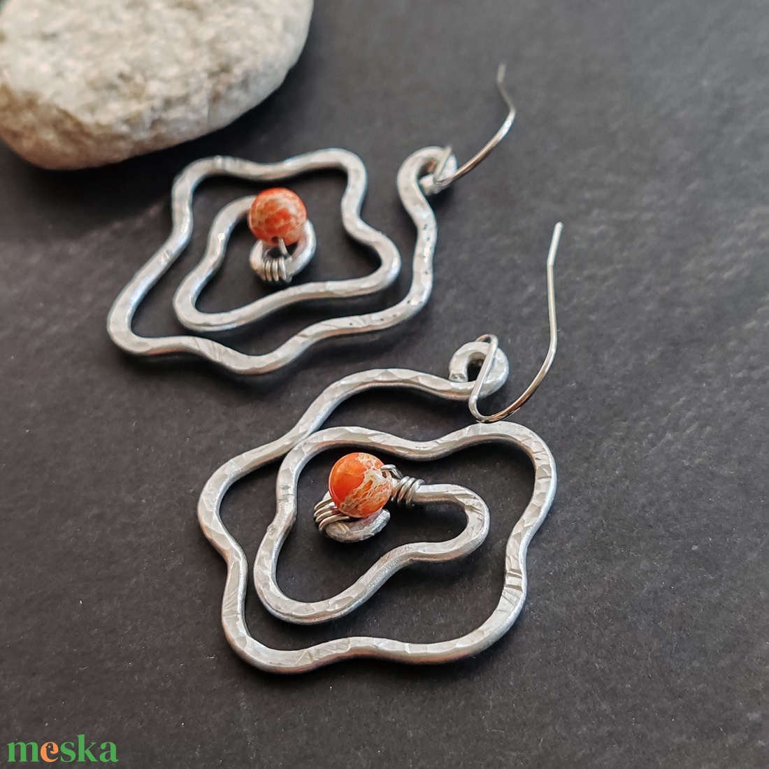 Rózsa fülbevaló  - ékszer - fülbevaló - lógó fülbevaló - Meska.hu