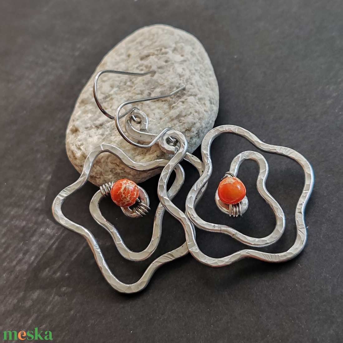 Rózsa fülbevaló  - ékszer - fülbevaló - lógó fülbevaló - Meska.hu