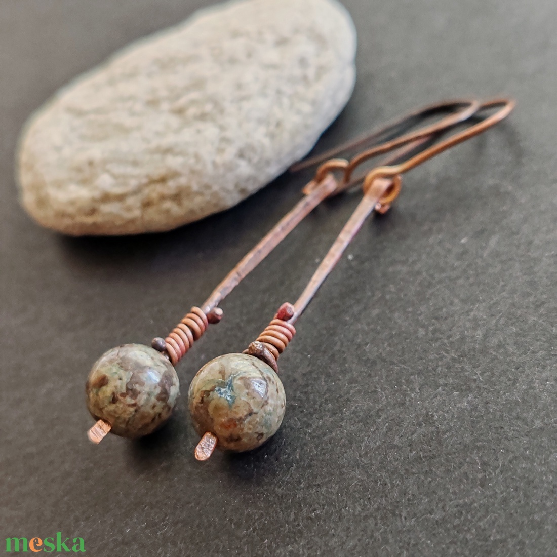 Jáspis pálca fülbevaló  - ékszer - fülbevaló - lógó fülbevaló - Meska.hu