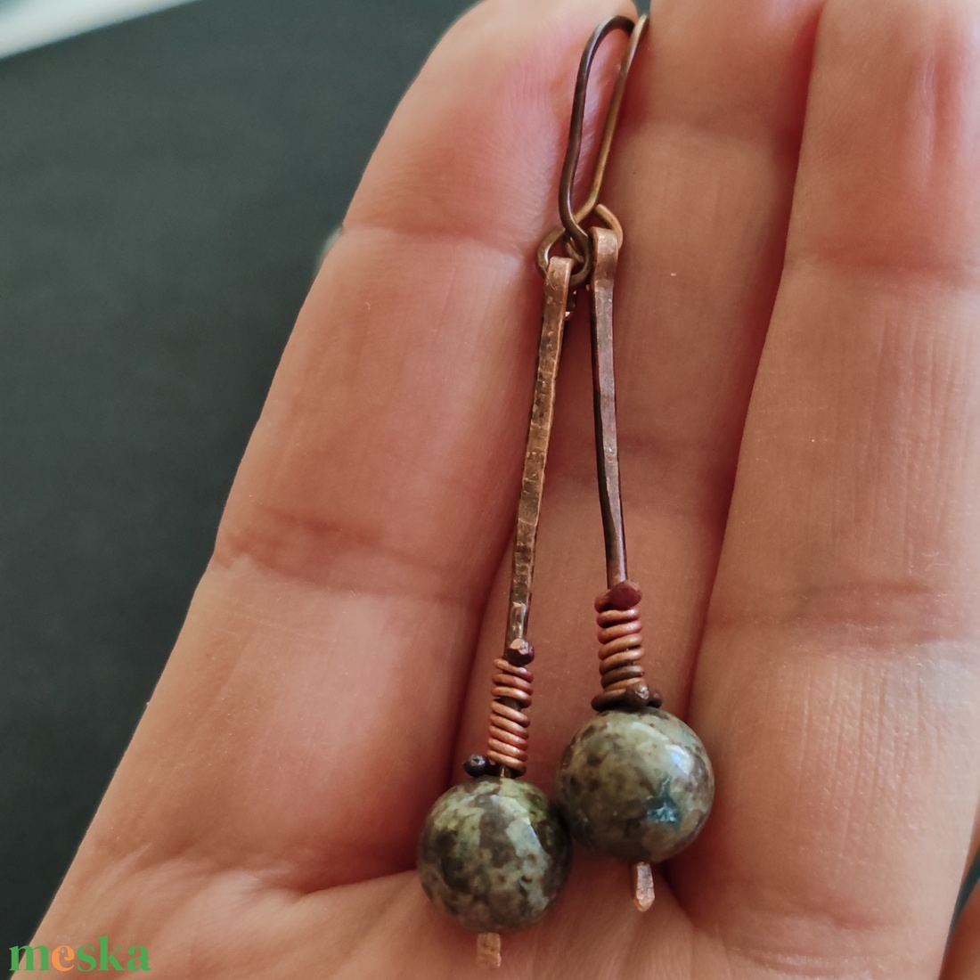 Jáspis pálca fülbevaló  - ékszer - fülbevaló - lógó fülbevaló - Meska.hu