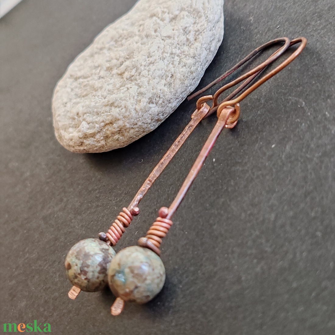 Jáspis pálca fülbevaló  - ékszer - fülbevaló - lógó fülbevaló - Meska.hu