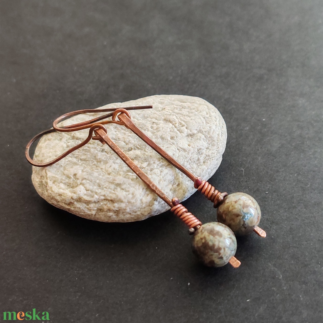 Jáspis pálca fülbevaló  - ékszer - fülbevaló - lógó fülbevaló - Meska.hu