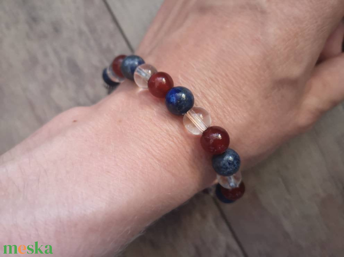 Kreativitás - ásvány karkötő lapis lazuli-val, karneollal és hegyikristállyal - ékszer - karkötő - gyöngyös karkötő - Meska.hu Kreativitás - ásvány karkötő lapis lazuli-val, karneollal és hegyikristállyal - ékszer - karkötő - gyöngyös karkötő - Meska.hu