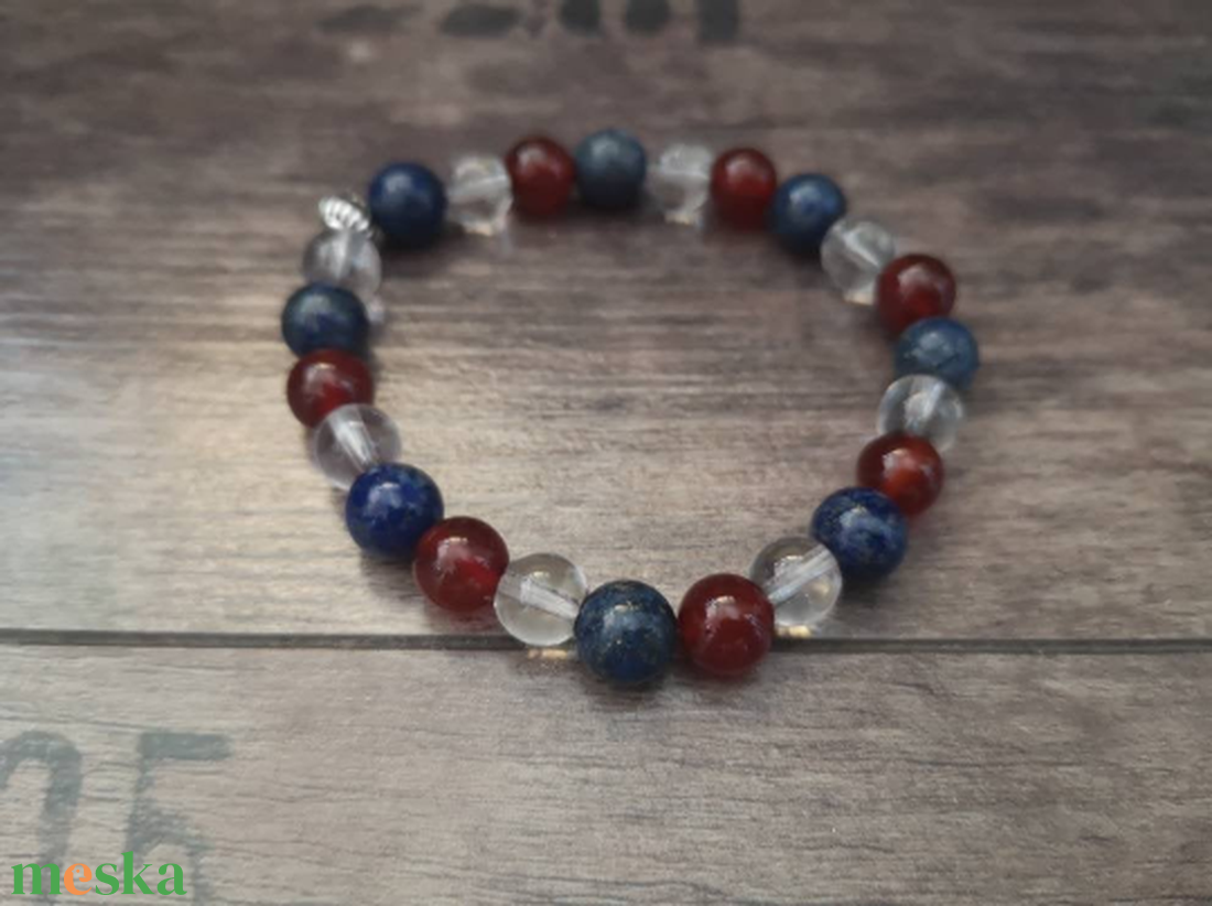 Kreativitás - ásvány karkötő lapis lazuli-val, karneollal és hegyikristállyal - ékszer - karkötő - gyöngyös karkötő - Meska.hu Kreativitás - ásvány karkötő lapis lazuli-val, karneollal és hegyikristállyal - ékszer - karkötő - gyöngyös karkötő - Meska.hu