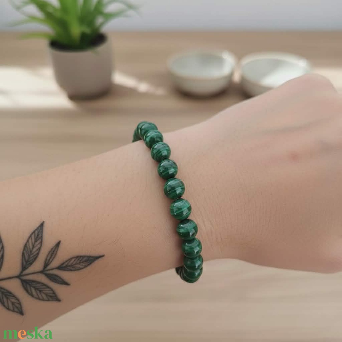 Belső átalakulás � Valódi malachit karkötő (8 mm) - ékszer - karkötő - gyöngyös karkötő - Meska.hu