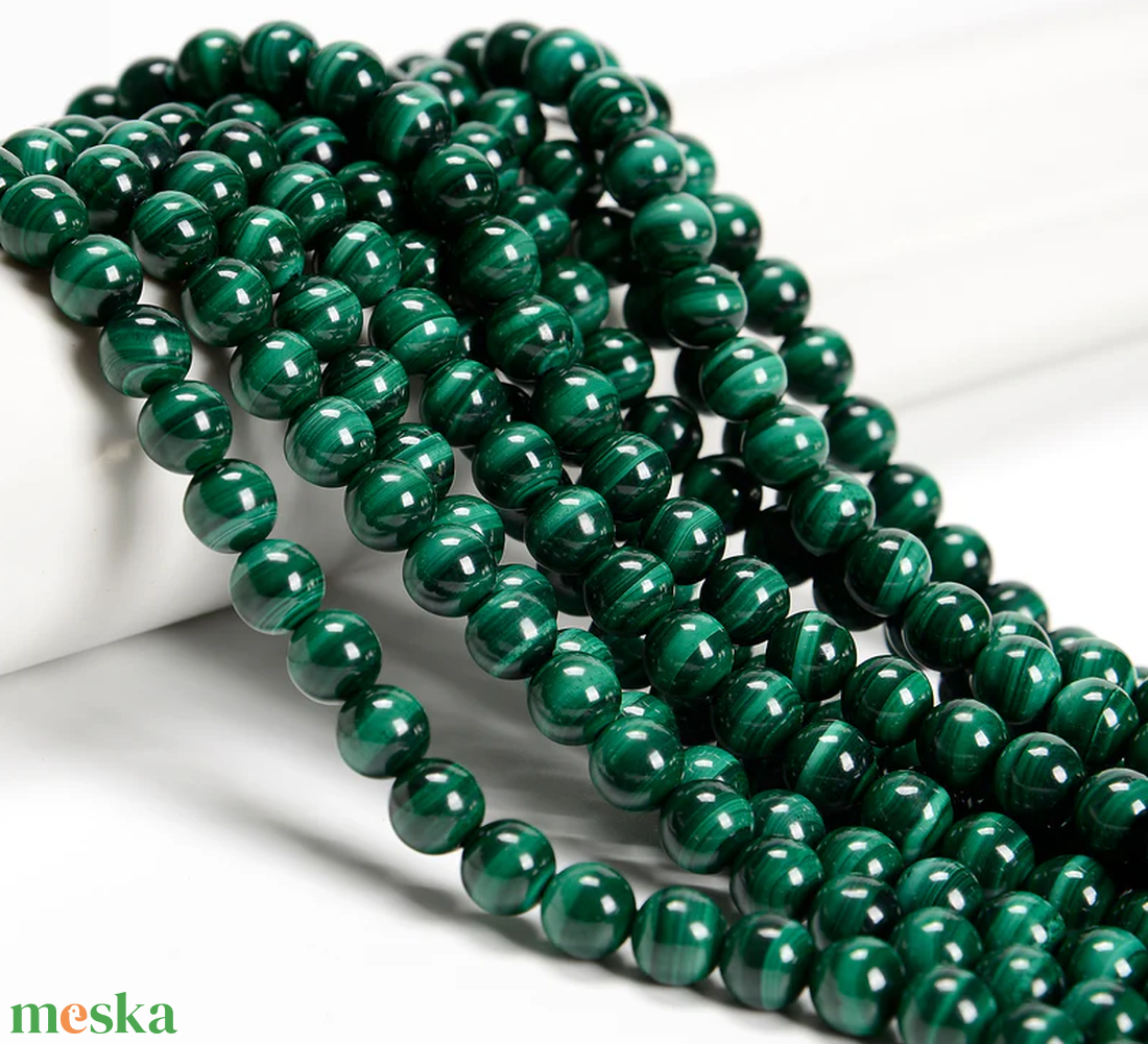 Belső átalakulás � Valódi malachit karkötő (8 mm) - ékszer - karkötő - gyöngyös karkötő - Meska.hu