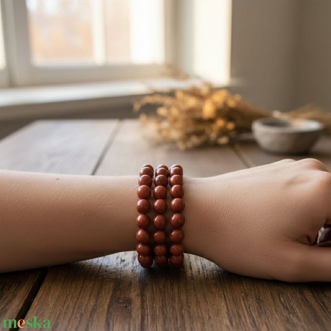 Simplicity - vörös jáspis karkötő 8 mm - ékszer - karkötő - gyöngyös karkötő - Meska.hu
