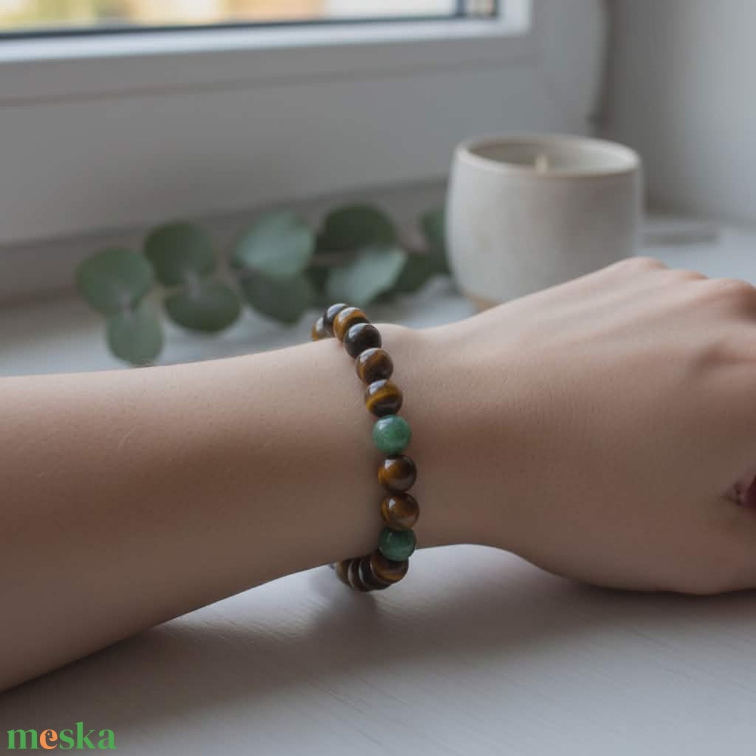 Bőség - tigrisszem és aventurin karkötő 8 mm - ékszer - karkötő - gyöngyös karkötő - Meska.hu