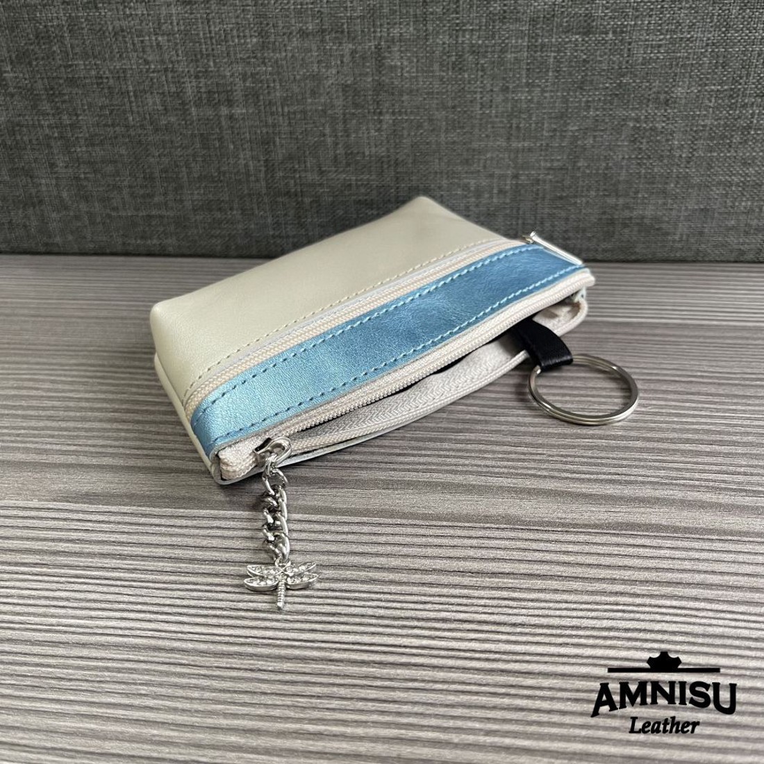 Ekrü - metálkék kettő cipzáras kulcstartó - LIMITÁLT B3001 - táska & tok - kulcstartó & táskadísz - kulcstartó - Meska.hu