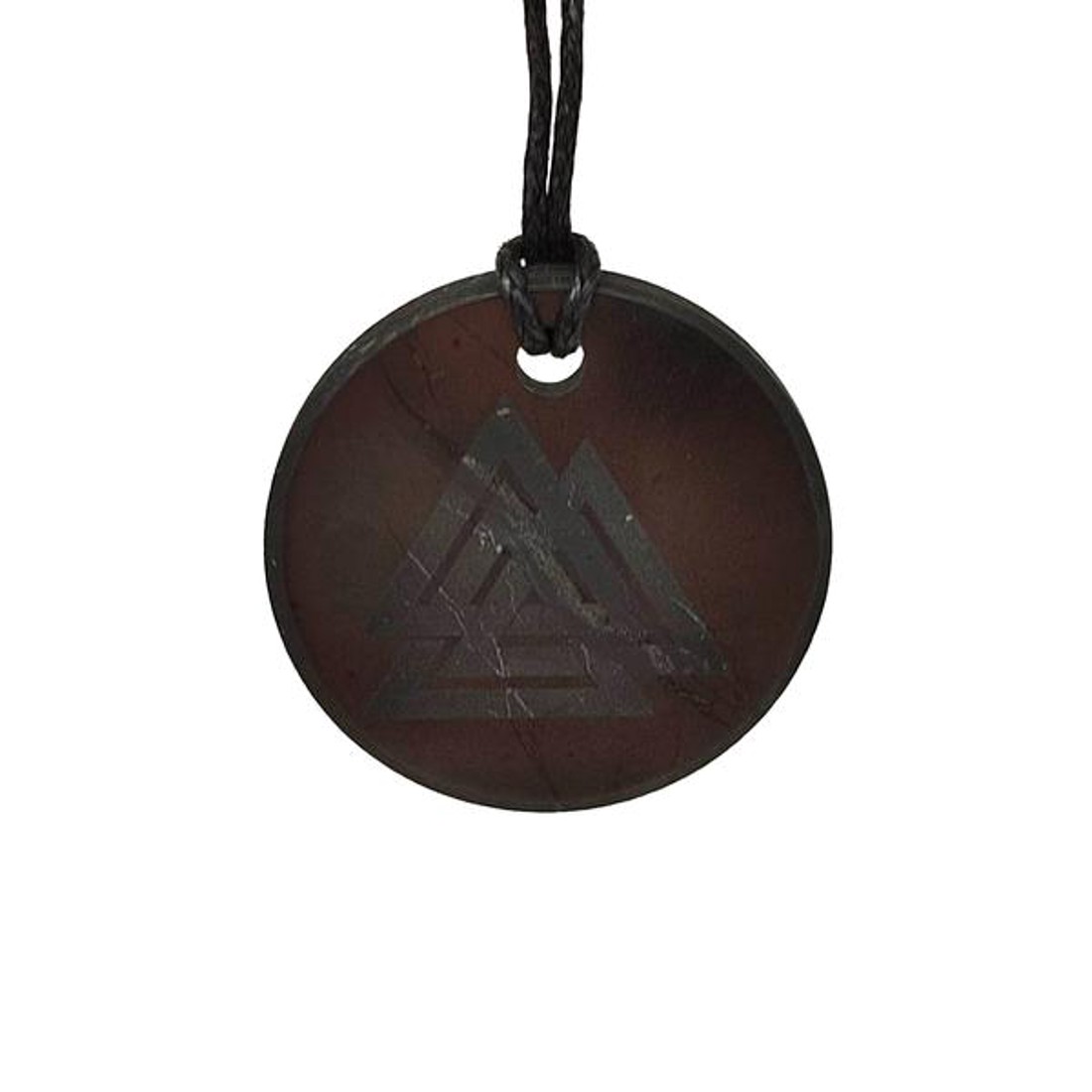 Shungit medál valknut gravírozott 30mm - ékszer - nyaklánc - medál - Meska.hu