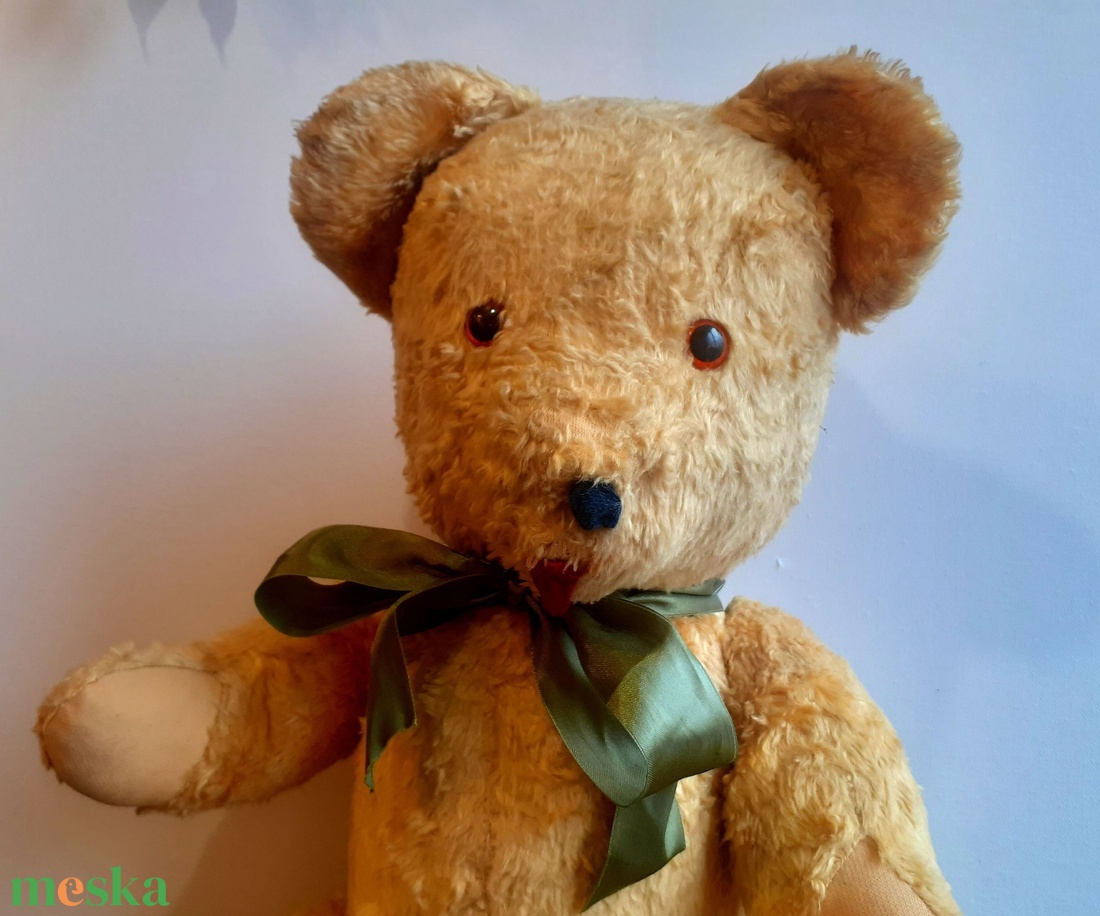 Vintage mackó, antik szalma mackó,  gyűjtői szalmával tömött mackó, vintage szalma teddy maci, nagy vintage mackó  - játék & sport - plüssállat & játékfigura - maci - Meska.hu