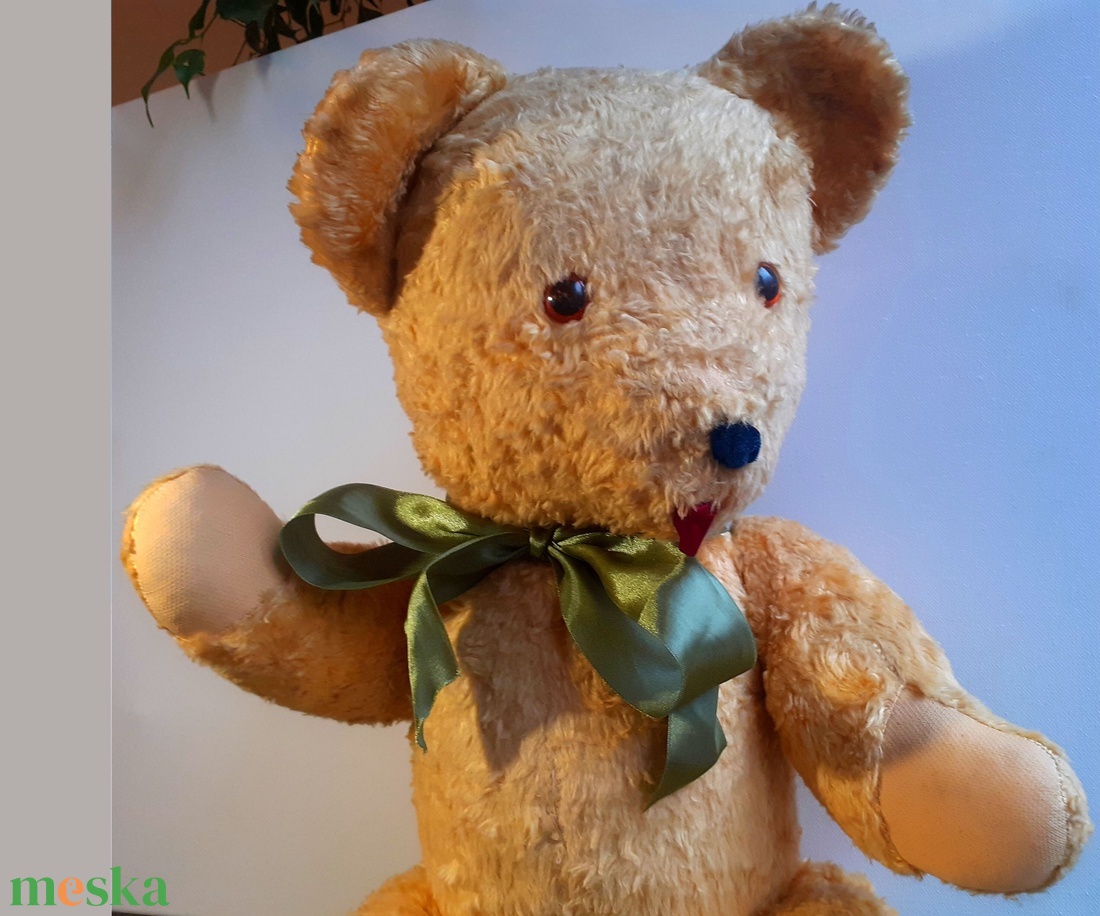 Vintage mackó, antik szalma mackó,  gyűjtői szalmával tömött mackó, vintage szalma teddy maci, nagy vintage mackó  - játék & sport - plüssállat & játékfigura - maci - Meska.hu