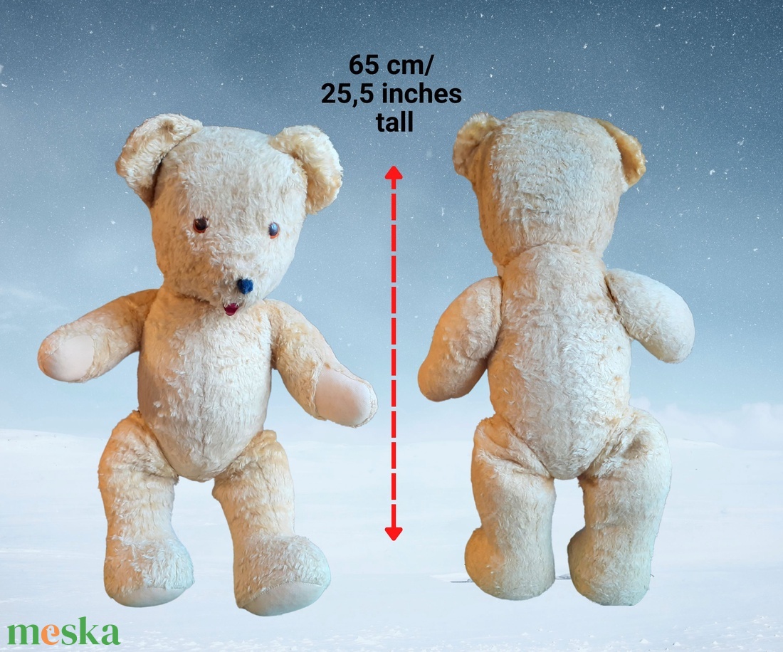 Vintage mackó, antik szalma mackó,  gyűjtői szalmával tömött mackó, vintage szalma teddy maci, nagy vintage mackó  - játék & sport - plüssállat & játékfigura - maci - Meska.hu