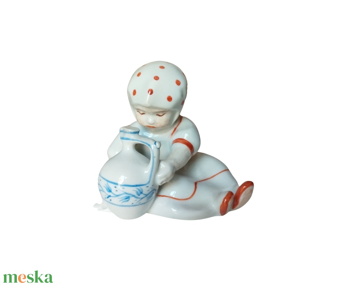 Zsolnay porcelán szobor, Mid century porcelán kislány szobor, vintage porcelán dekoráció, Zsolnay Annuska porcelán,   - művészet - szobor - kerámia - Meska.hu