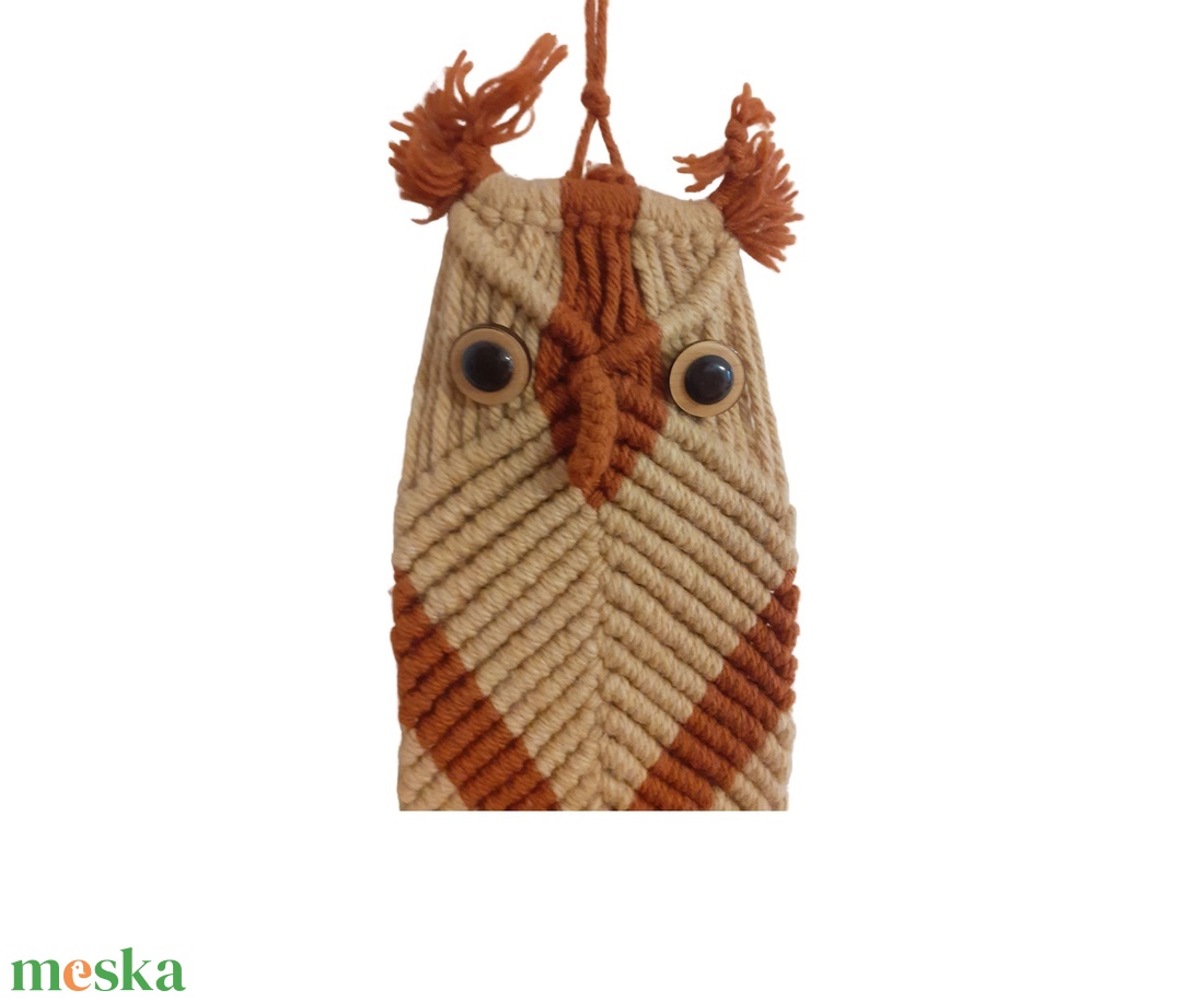 Vintage bagoly makramé, vicces retro textilia, bagoly makramé - otthon & életmód - dekoráció - fali és függő dekoráció - falra akasztható dekor - Meska.hu