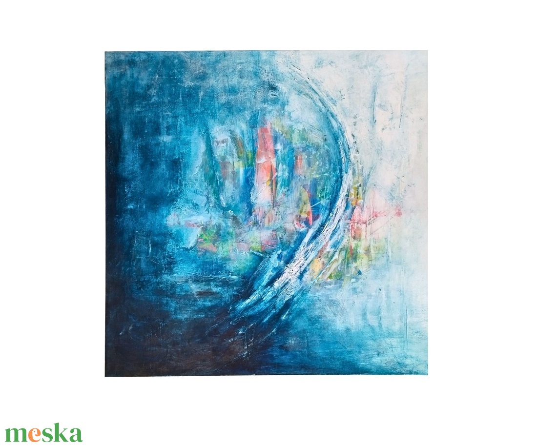 Abstrakt festmény, Mystic City, strukturált 3D hatású akril festmény - művészet - festmény - akril - Meska.hu