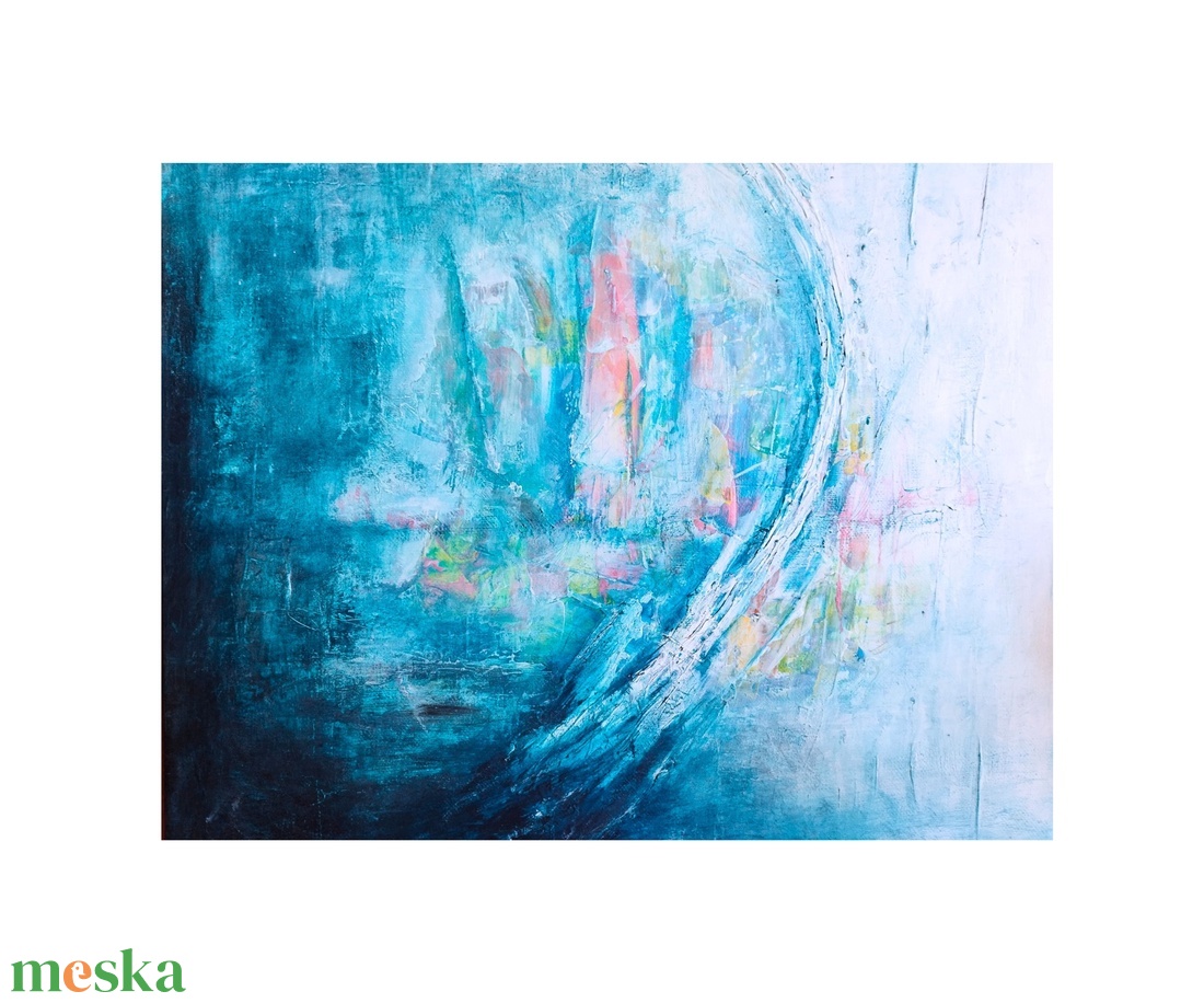 Abstrakt festmény, Mystic City, strukturált 3D hatású akril festmény - művészet - festmény - akril - Meska.hu