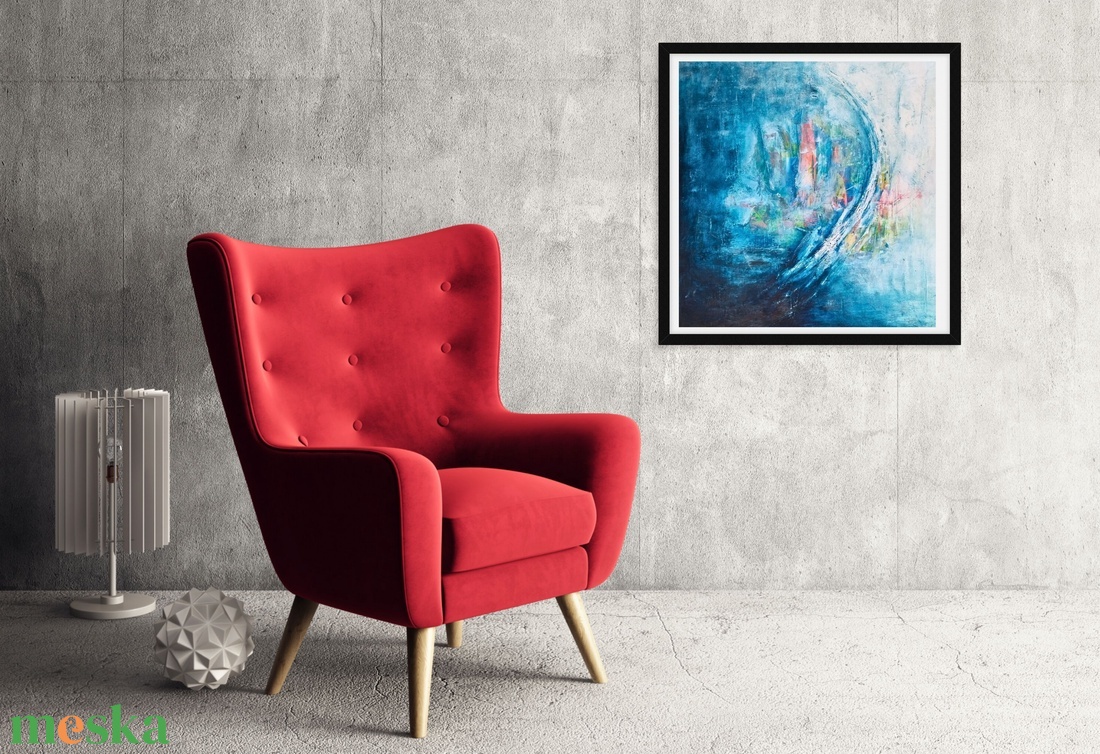 Abstrakt festmény, Mystic City, strukturált 3D hatású akril festmény - művészet - festmény - akril - Meska.hu