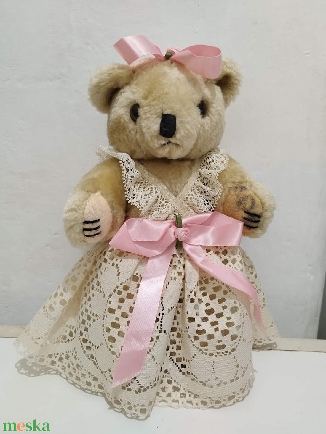 Vintage mackó, csipke ruhás mackó néni, gyűjtői vintage mackó, csipke ruhás vintage teddy maci - játék & sport - plüssállat & játékfigura - maci - Meska.hu
