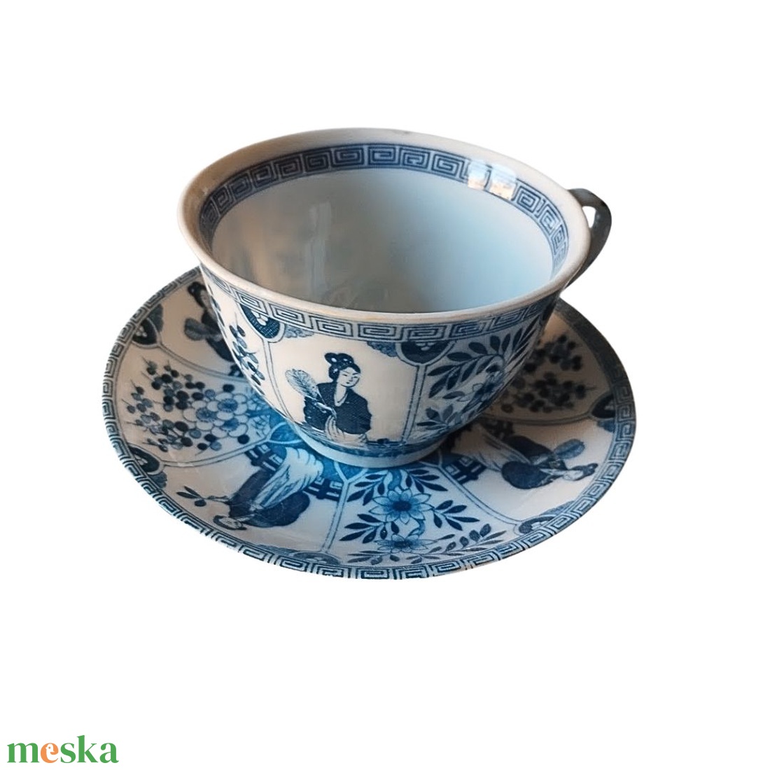 Vintage japán porcelán teáskészlet, Japan kék-fehér porcelán teás csésze, teás kanna  - otthon & életmód - konyhafelszerelés, tálalás - tálalás - bögre & csésze - Meska.hu