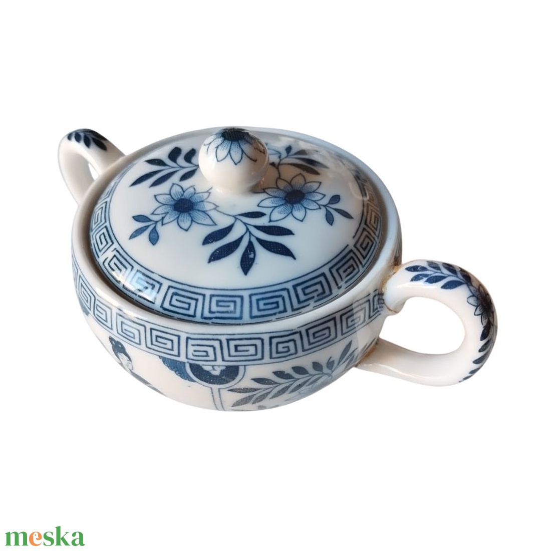 Vintage japán porcelán teáskészlet, Japan kék-fehér porcelán teás csésze, teás kanna  - otthon & életmód - konyhafelszerelés, tálalás - tálalás - bögre & csésze - Meska.hu