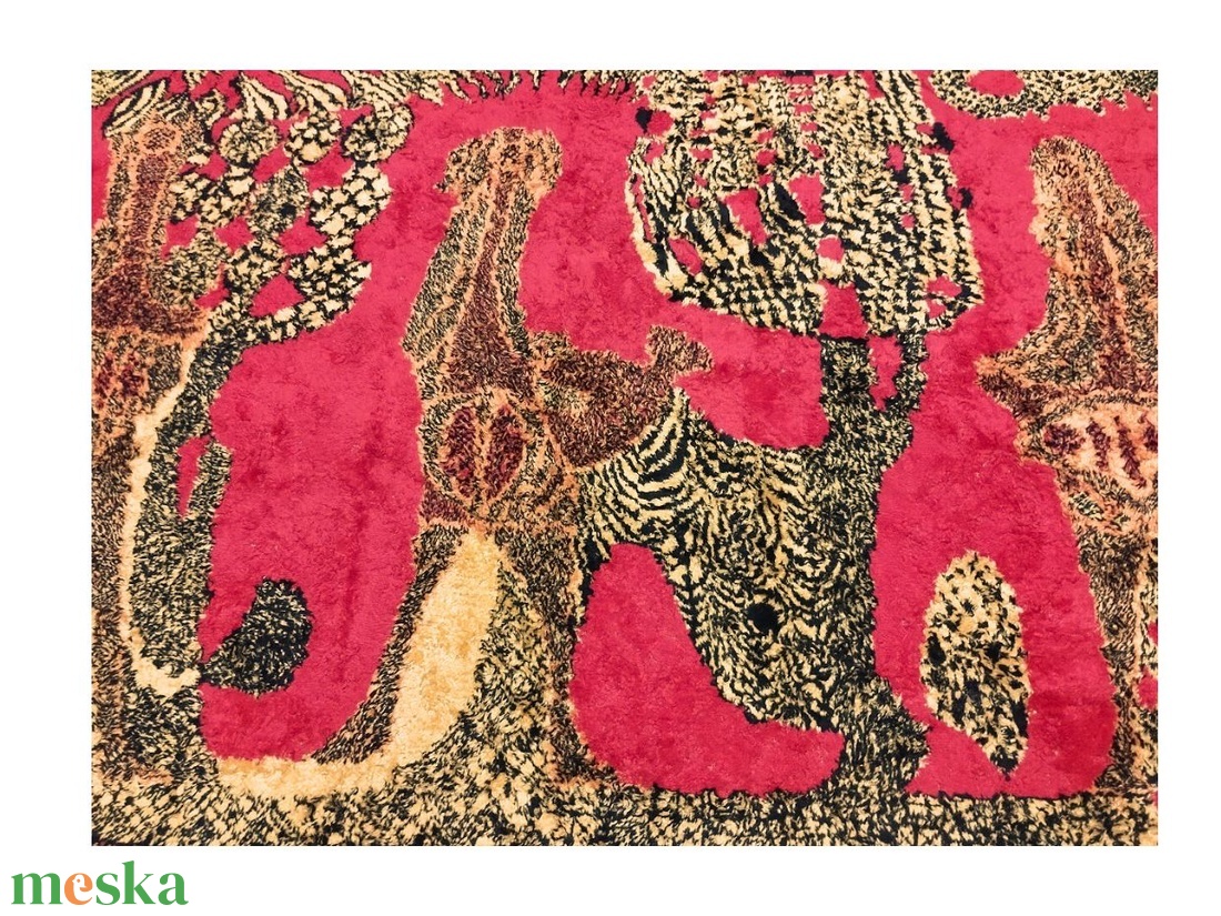 Mid Century mokett faliszőnyeg, Vintage piros falvédő, Retro modern minimalista fali szőnyeg, Gyűjtői retro falvédő - otthon & életmód - dekoráció - fali és függő dekoráció - falra akasztható dekor - Meska.hu