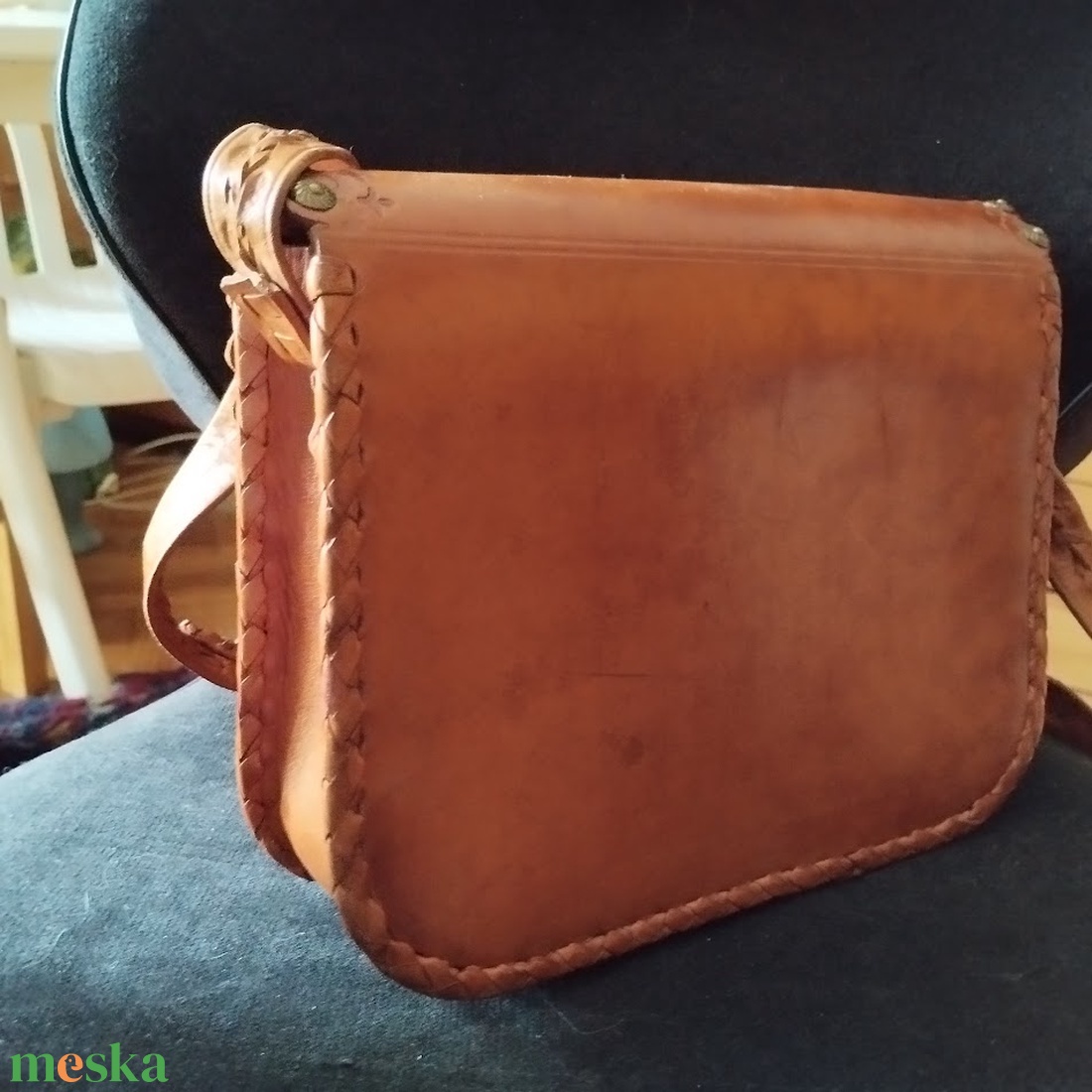 Vintage valódi bőr női táska, bőrdíszműves női válltáska, kézműves női bőr táska, vintage bőr női válltáska  - táska & tok - kézitáska & válltáska - válltáska - Meska.hu