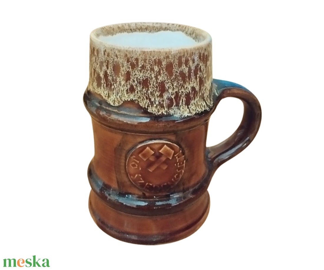 Vintage Zsolnay sörös korsó, Retro Zsolnay kerámia, Fürtös György Zsolnay kerámia söröskorsó, Zsolnay bányász sörös kupa - otthon & életmód - konyhafelszerelés, tálalás - tálalás - bögre & csésze - Meska.hu