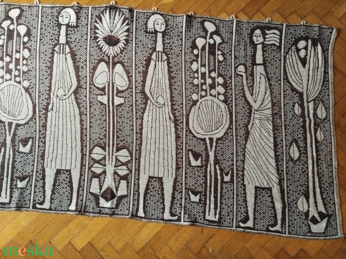 Mid Century mokett faliszőnyeg, Vintage kétoldalas falvédő, Retro modern minimalista fali szőnyeg, Pesti László falvédő - otthon & életmód - dekoráció - fali és függő dekoráció - falra akasztható dekor - Meska.hu