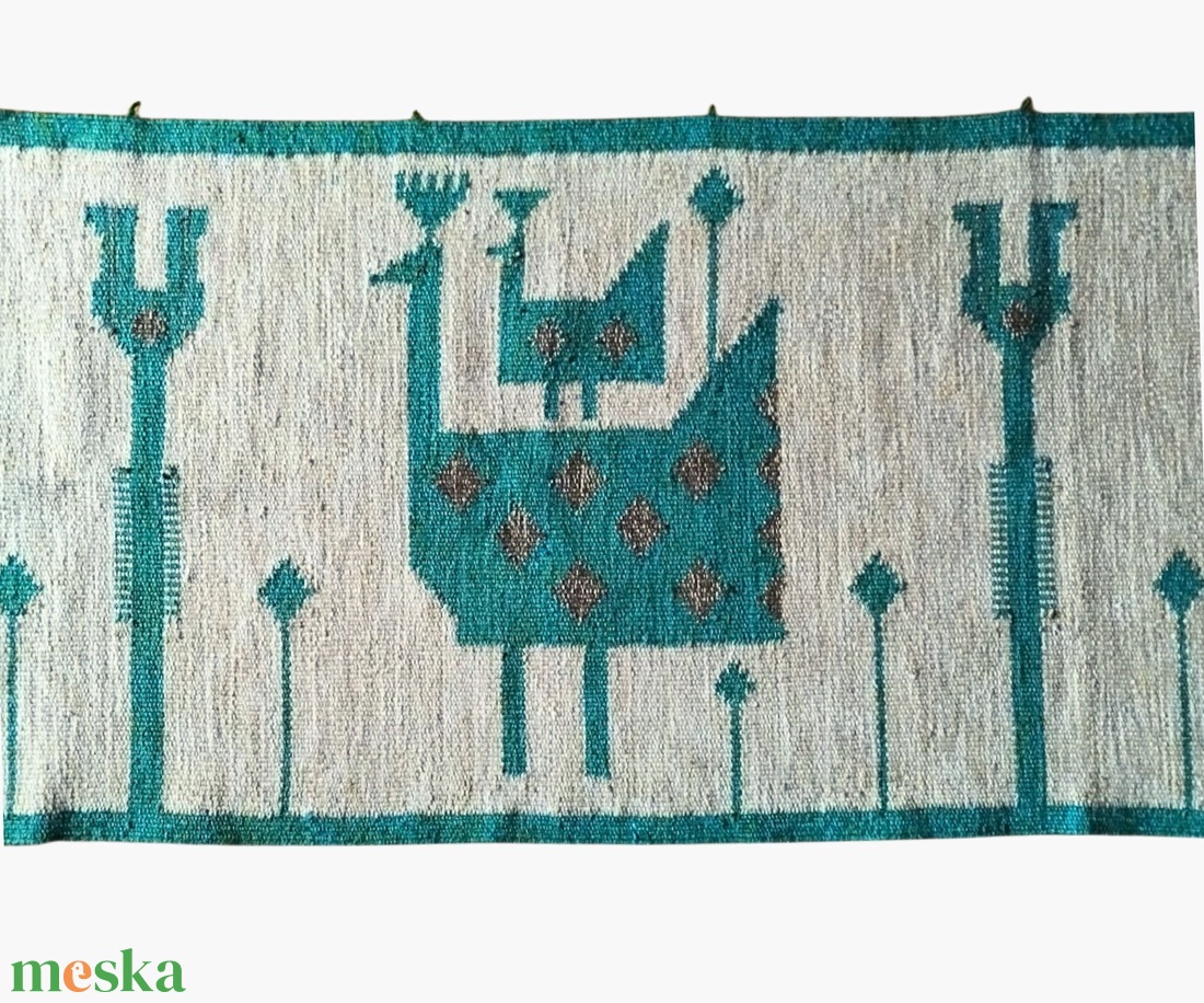 Németh Éva fali szőnyeg, Vintage Mid Century Modern fali kárpit, Absztrakt retro modern minimalista fali szőnyeg - otthon & életmód - lakástextil - szőnyeg - szövött szőnyeg - Meska.hu