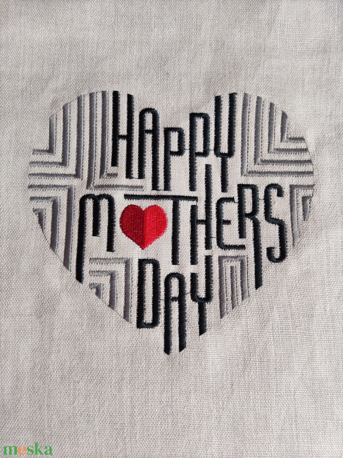 Anyák napi- vászon táska- vonalas szív - táska & tok - bevásárlás & shopper táska - shopper, textiltáska, szatyor - Meska.hu