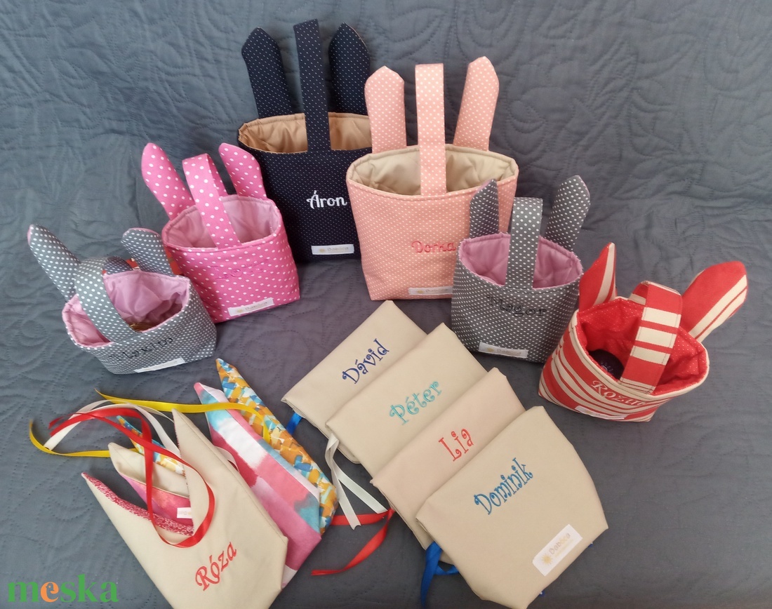 Nyuszi fül zsák, név hímzéssel - otthon & életmód - papír, írószer - Meska.hu