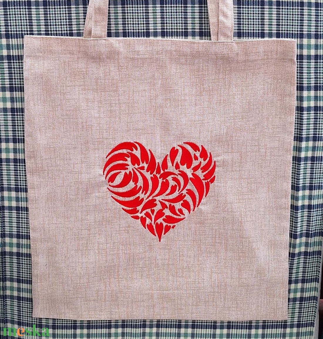 Anyák napi vászon táska- szív - táska & tok - bevásárlás & shopper táska - shopper, textiltáska, szatyor - Meska.hu
