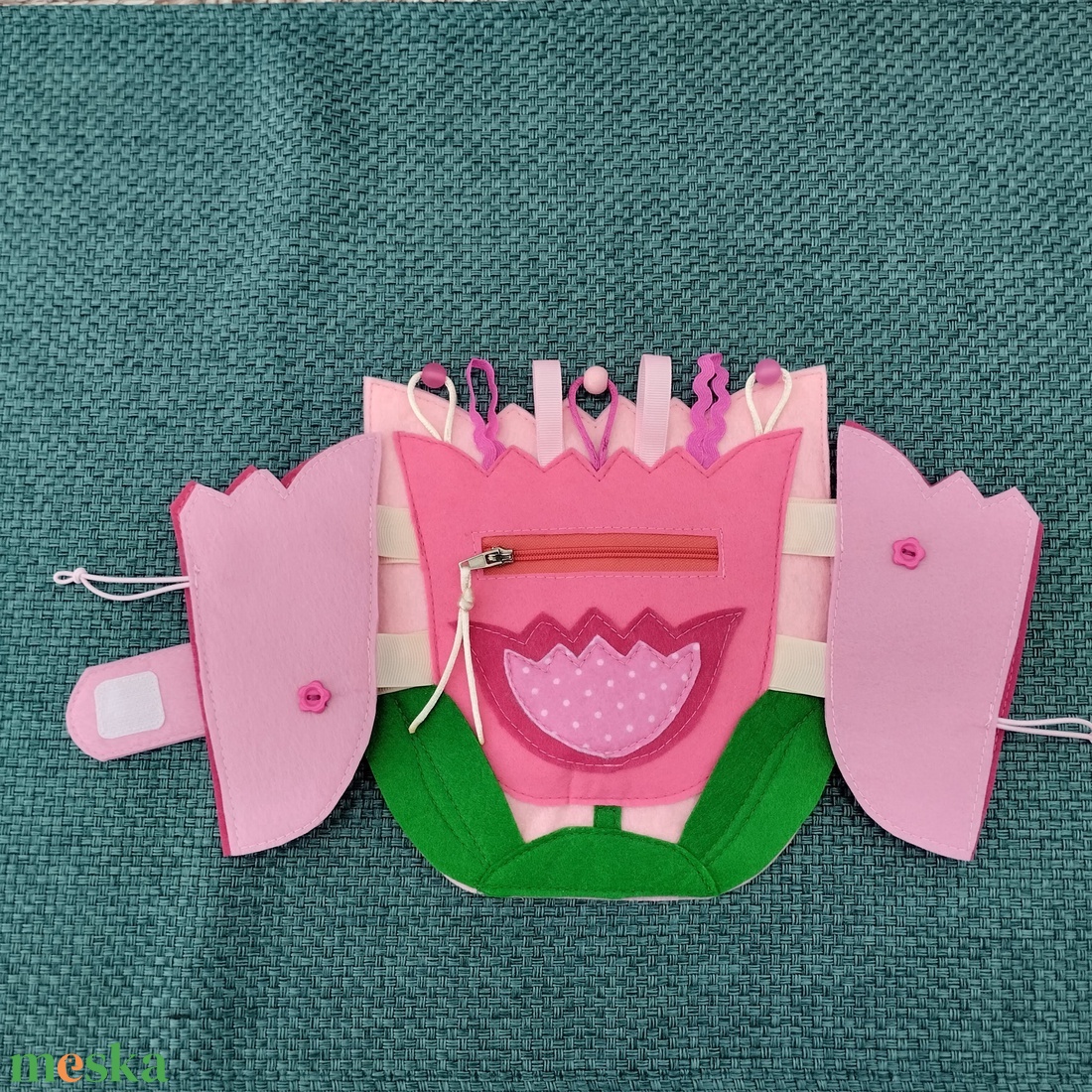 Matató tábla: Pink virág - játék & sport - készségfejlesztő és logikai játék - oktató játékok - Meska.hu