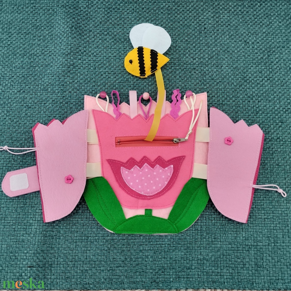 Matató tábla: Pink virág - játék & sport - készségfejlesztő és logikai játék - oktató játékok - Meska.hu