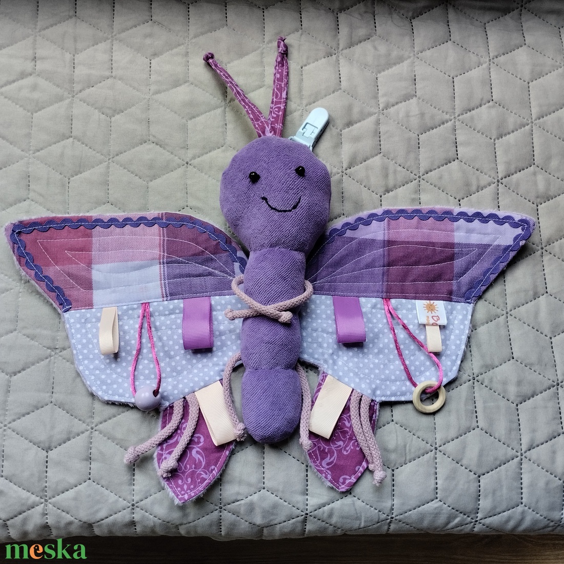 Játszó pajti, lila színű pillangó - játék & sport - 3 éves kor alattiaknak - alvóka & rongyi - Meska.hu