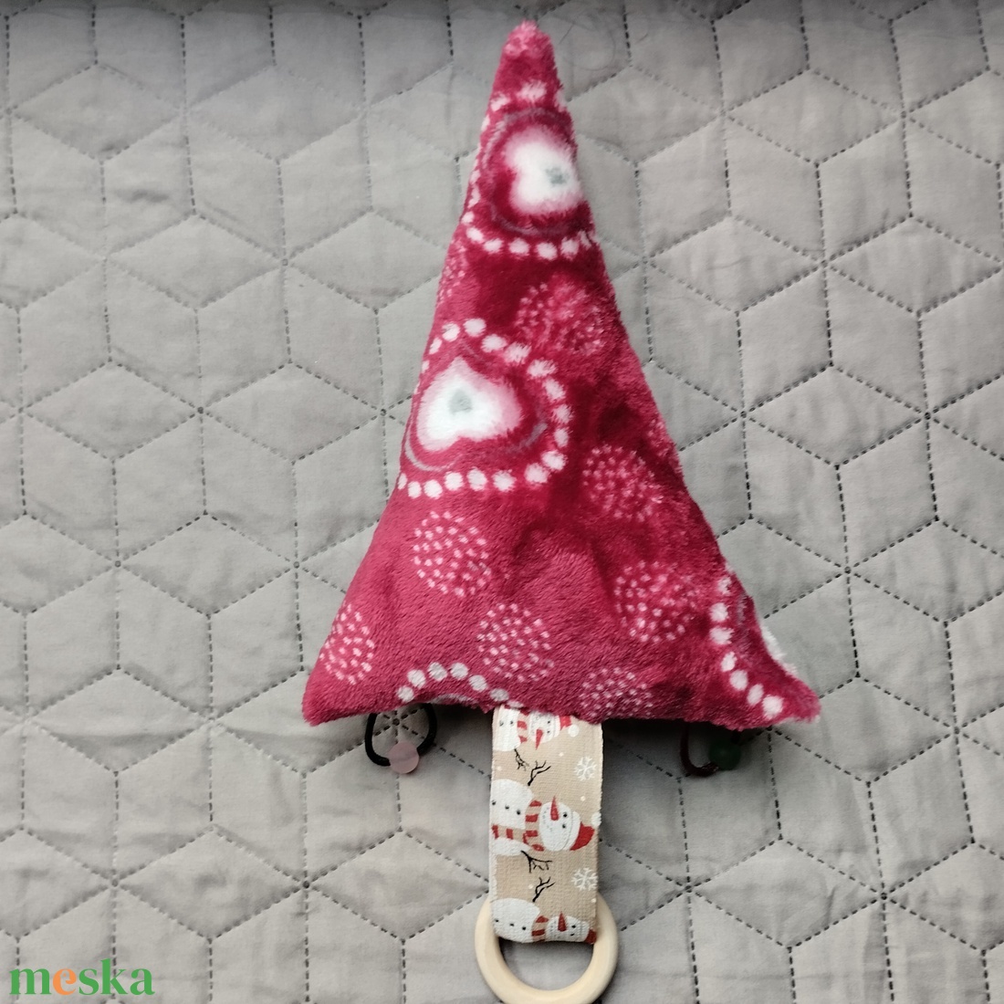 Karácsonyfa babáknak, sötét rózsaszín szivecskés - játék & sport - 3 éves kor alattiaknak - alvóka & rongyi - Meska.hu