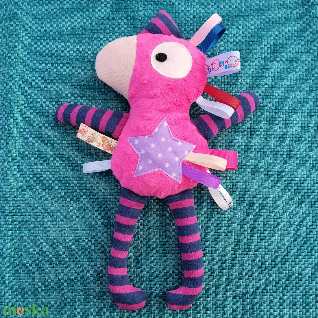 Játszó pajti, magenta, csíkos - baba - mama - baba játékok - szundikendő, alvóka - Meska.hu