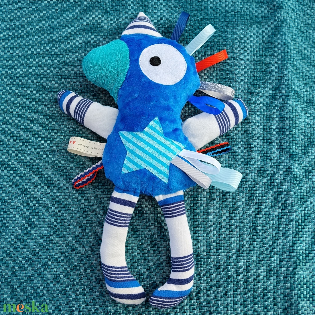 Játszó pajti, kék, csíkos - baba - mama - baba játékok - szundikendő, alvóka - Meska.hu