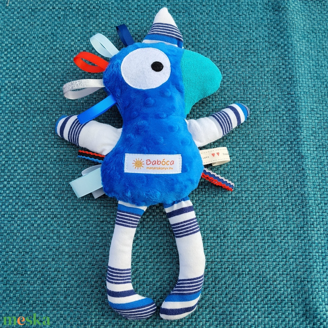 Játszó pajti, kék, csíkos - baba - mama - baba játékok - szundikendő, alvóka - Meska.hu