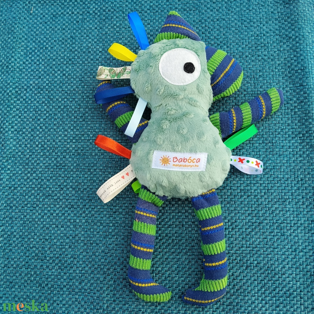 Játszó pajti, halvány zöld, csíkos - baba - mama - baba játékok - szundikendő, alvóka - Meska.hu