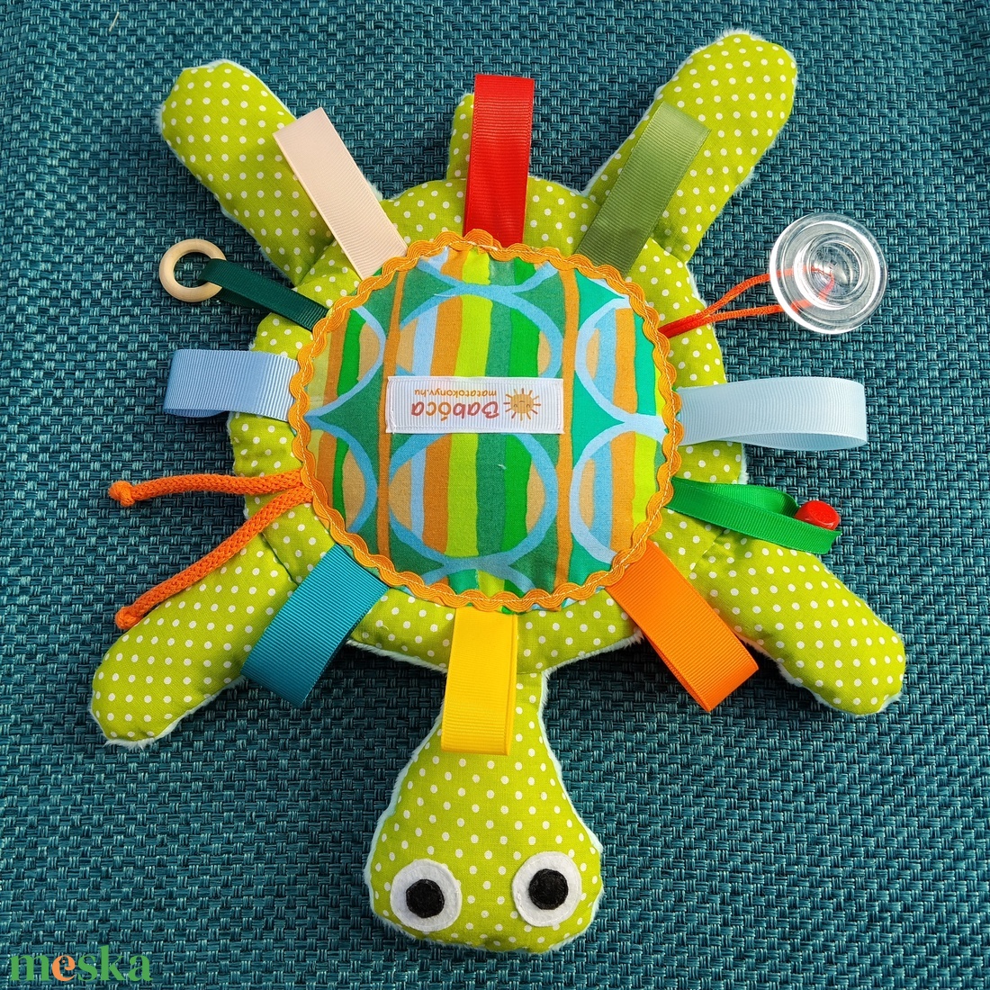 Játszó pajti, teknős-türkiz színű - baba - mama - baba játékok - szundikendő, alvóka - Meska.hu