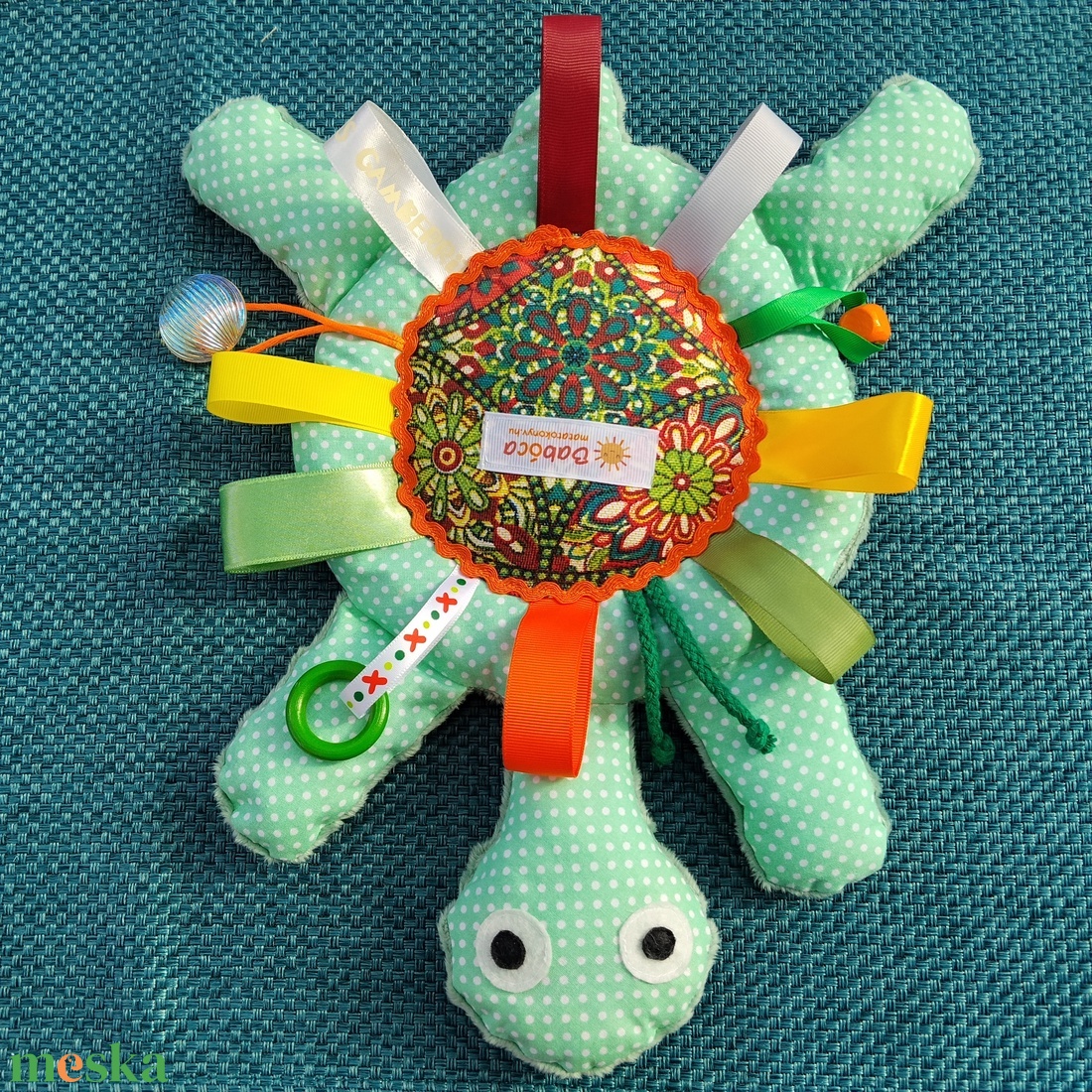 Játszó pajti, teknős halvány zöld színű - baba - mama - baba játékok - szundikendő, alvóka - Meska.hu