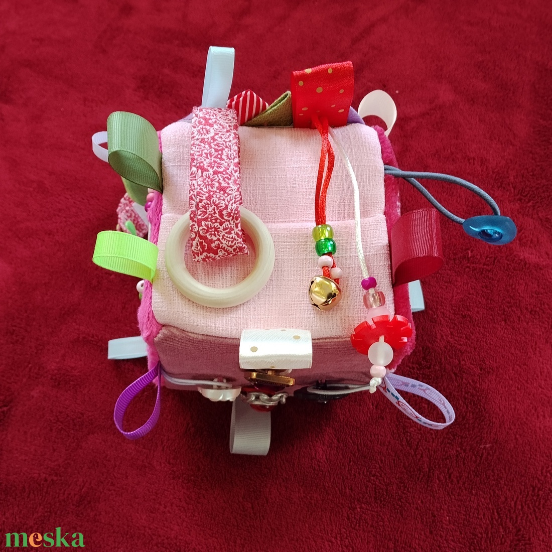 Baba kocka, rózsaszín, virág - baba - mama - baba játékok - babakocka - Meska.hu